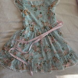 Floral Blue and Pink Kids Dress